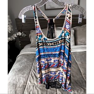 FOREVER 21 Aztec Inspired Laced Back Tank